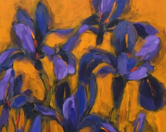 Rainbow Goddess Iris Art Print, Signed Floral Home Decor (14 x 14)