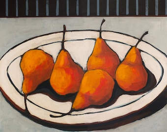 Pears Still Life Art Print, Kitchen Dining Decor, 16x20