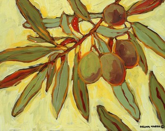 Olives Giclee Art Print: Italy Olive Branch, Kitchen Wall Art (11x14)