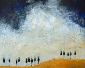 Signed Landscape Art Print, Cloud Trees, Giclee Fine Art
