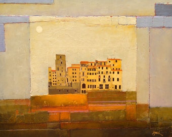 Florence Italy Print, Tuscan Landscape Art, Arno River Giclee