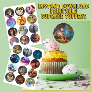 Printable Wild Robot Cupcake Toppers Brightbill Fink Roz | DIY Birthday Party Decor | Digital Instant Download
