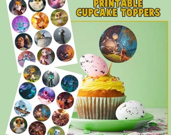 Printable Wild Robot Cupcake Toppers Brightbill Fink Roz | DIY Birthday Party Decor | Digital Instant Download