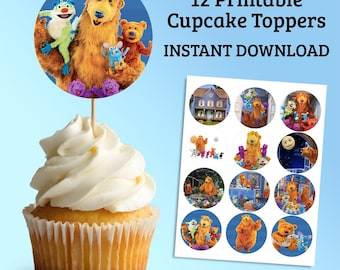 Printable Retro 90s 2000s Bear in the Big Blue House Cupcake Toppers | DIY Birthday Party Decor | Instant Download