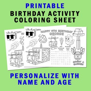 Grow a Garden Roblox Theme Birthday Party Activity Sheet Coloring Placemat Table Mat - Personalized Name Age Printable DIGITAL DOWNLOAD