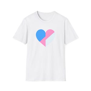 Transgender Tee with Heart Design, Unisex Softstyle T-Shirt, LGBT Pride Shirt, Love Wins Graphic Tee, Rainbow Heart Tee, Equality Apparel
