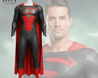 Black Superman-Inspired Cosplay Suit | Custom Superhero Costume | Comic Con Outfit