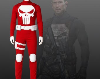 The Punisher Red Edition Cosplay Suit – Superhero Battle Armor Set