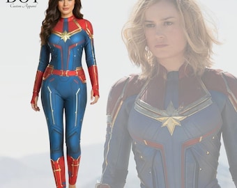 Captain Marvel-Inspired Cosplay Suit for Women | Superhero Bodysuit Costume