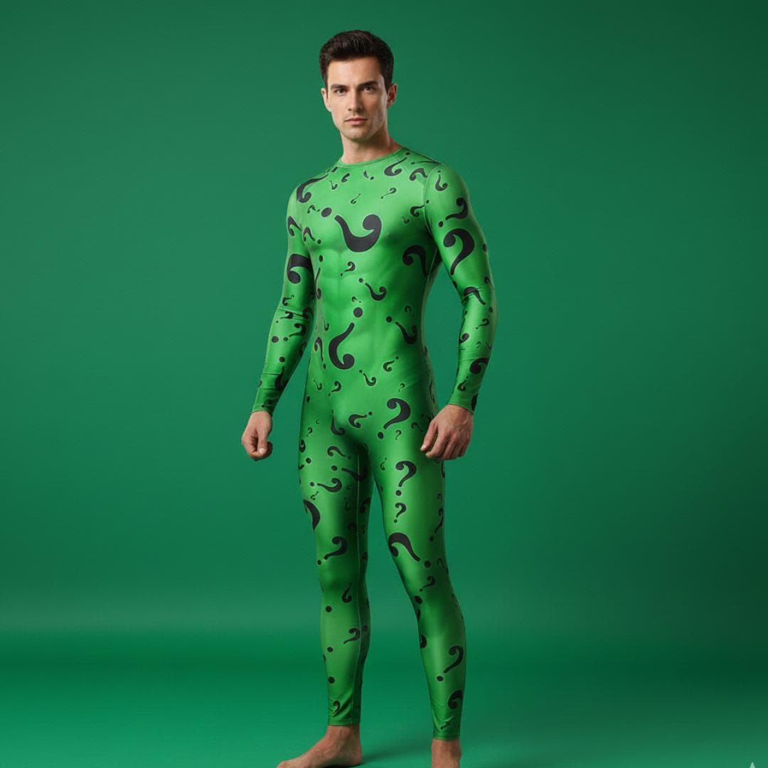 Question Mark Riddler Suit Green Riddler Style Question Mark Jumpsuit | Comic Villain Cosplay ...