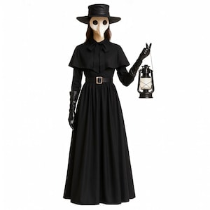 Plague Doctor Costume: Canvas Cloak, Leather Mask & Accessories