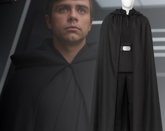 Luke Skywalker Cosplay Costume | Black Jedi Robe, Cape & Belt