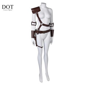 Brown leather cosplay harness belt from Fallout universe, ideal for Cooper Howard fans and Star Wars crossover costumes.