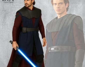 Clone Wars Anakin Skywalker Inspired Costume: Wool, Cotton, Leather Details
