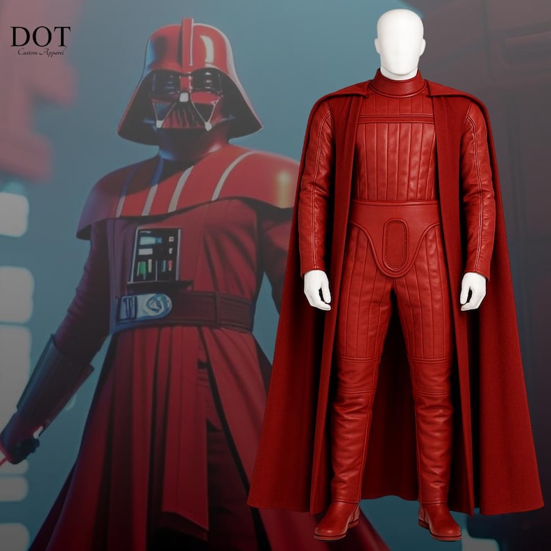 Darth Vader Red Knight Cosplay Costume | Star Wars Mandalorian Inspired Full Set | Red Sith Armor with Cape & Robe