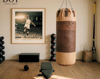 Handcrafted Cowhide Leather Punching Bag: Retro Gym Training Christmas Gift