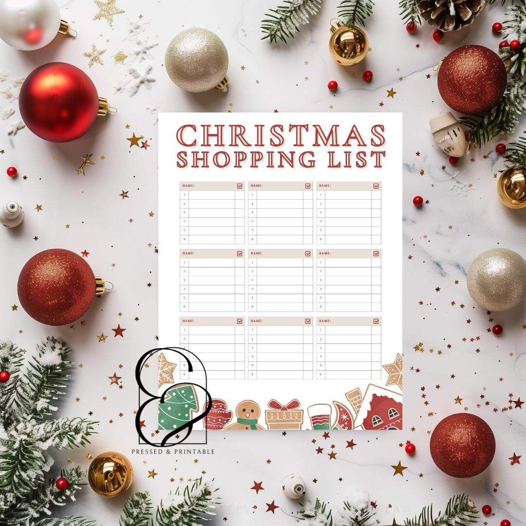 Christmas Printable Shopping List | Holiday | Gingerbread Christmas ...