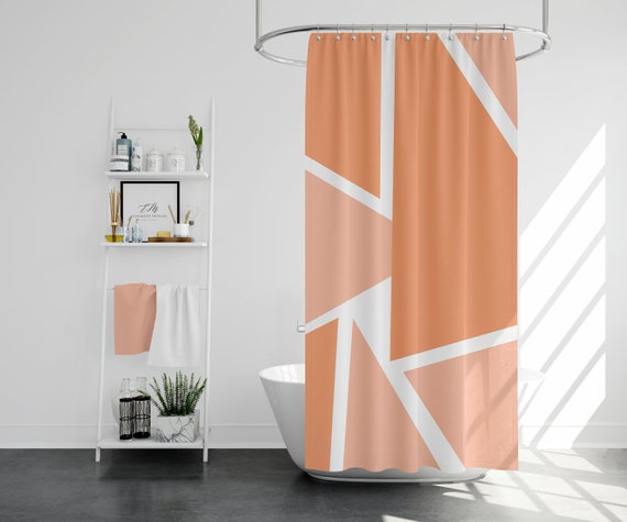 Peach And Orange Shape Shower Curtain Peach Shower Curtain Etsy