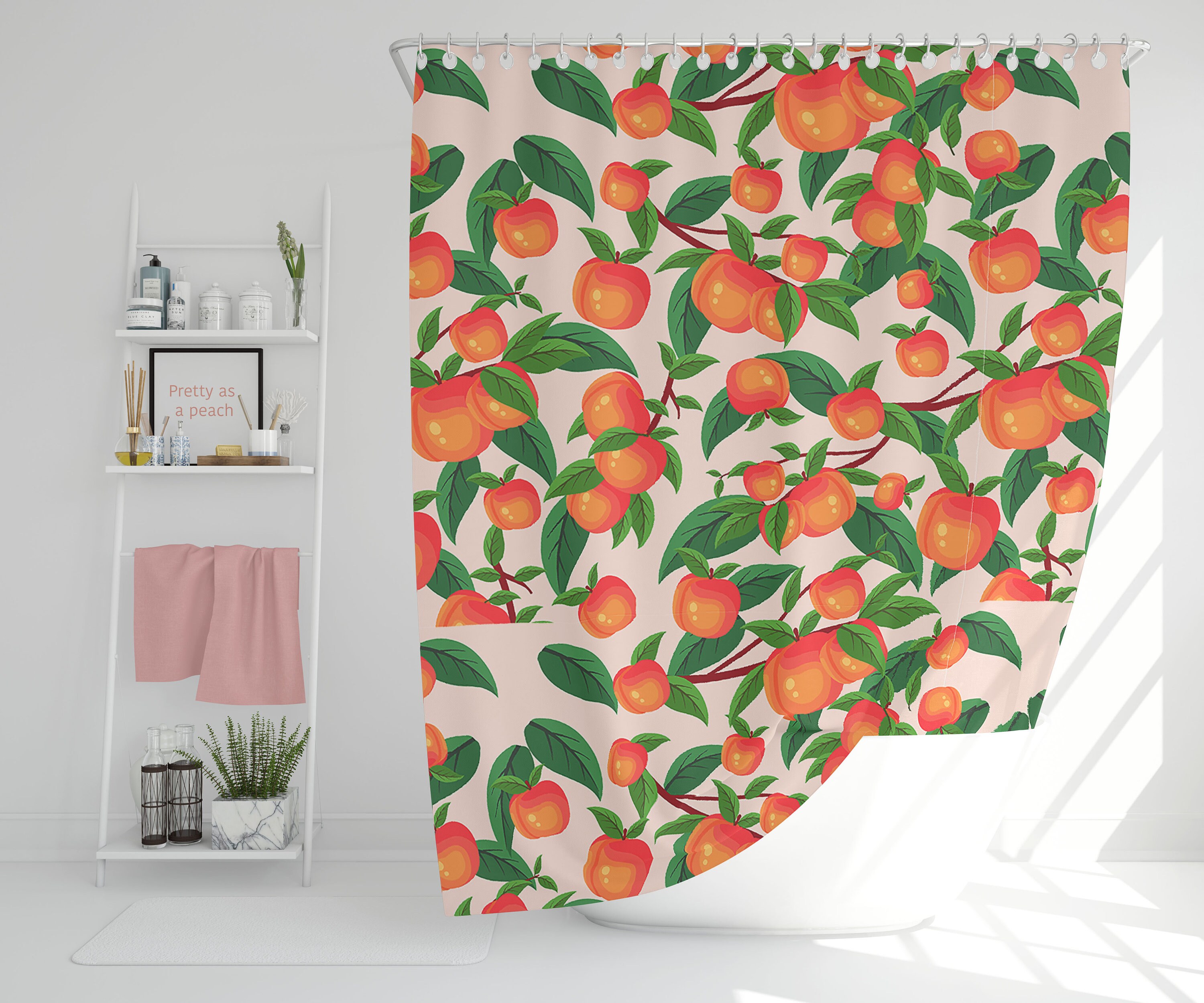 shower curtain with peaches