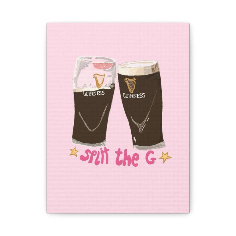 Irish Vintage Guinness Wall Art | Ireland Traditional Pub Drink Guinness Wall Canvas | Spilt The G image 1