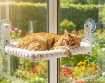 Gemütliche Katzen Fensterhängematte: Starke Saugnäpfe, Sonnenliege für Katzen