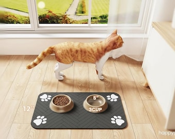 Absorbent Pet Bowl Mat Waterproof Rubber Backing Quick Dry Cat Dog