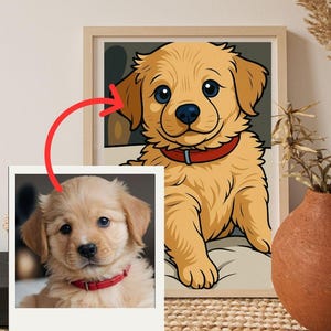 Cartoon Pet Portrait, Custom Pet Portrait, Cartoon Portrait from Photo, Cartoon Dog Portrait, Cartoon Cat, Head and Neck, Digital Download