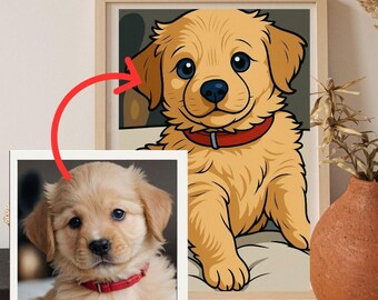 Cartoon Pet Portrait, Custom Pet Portrait, Cartoon Portrait from Photo, Cartoon Dog Portrait, Cartoon Cat, Head and Neck, Digital Download