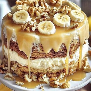 Bananen-Walnuss-Schichtkuchen