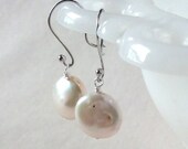 White Coin Pearl Earrings