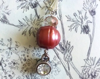 Blush Pearl and Rhinestone Pendant