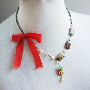 Brigantia Mother of Pearl and Millefiori Bead Necklace image 1