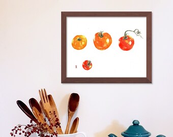 Four Tomatoes Watercolor - 8 x 10 Photographic Print