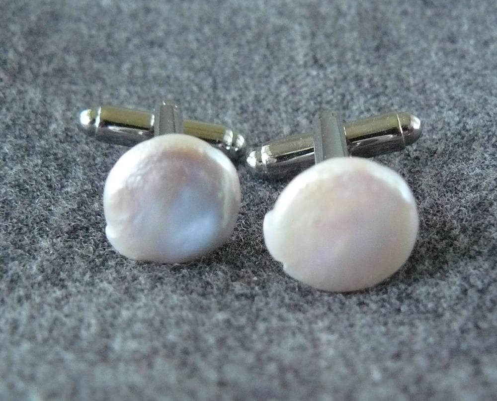Boutons De Manchette Simon Carter - Étoile, Mesh Et Nacre Naturelle, Blanc