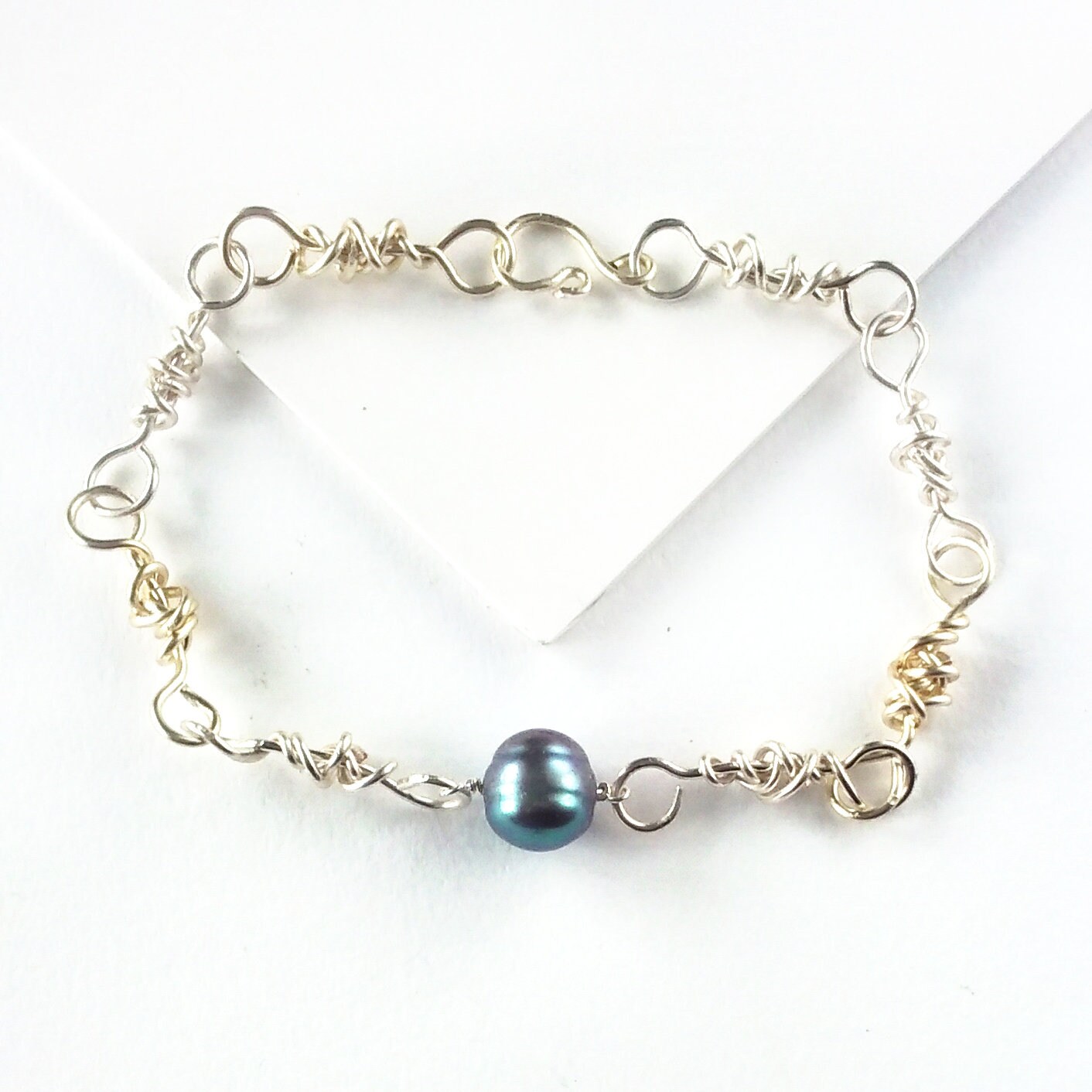 Men's Handmade Link Bracelet With Freshwater Pearl - Etsy