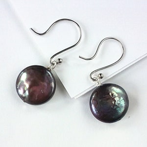 Black Coin Pearl Earrings image 2