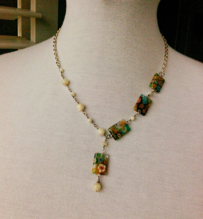 Brigantia Mother of Pearl and Millefiori Bead Necklace image 10