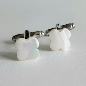White Mother of Pearl Clover Cufflinks