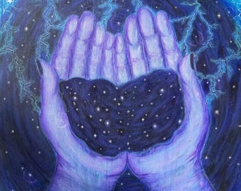 She’s made of stardust, moonlight and lightning large painting original 30x40