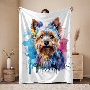Yorkshire Terrier Blanket - Custom Dog Blanket - Dog Portrait - Yorkie Gifts - Yorkie Mom - New Puppy Present - Dog Bed - Dog Owner Gift