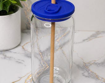 Silicone 16oz Can Cup Lid | Flexible Rubber Lid for Glass Can Cups | Spill Resistant Lid | Reusable Iced Coffee Lid | Tumbler Accessory