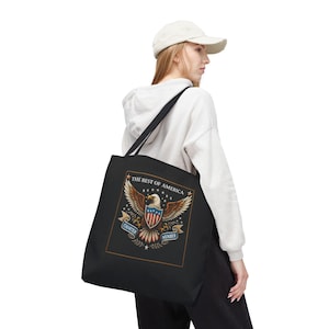 Patriotic Tote Bag, Americana Style, Eagle Design, Ideal for Festivals, Gifts, and Everyday Use