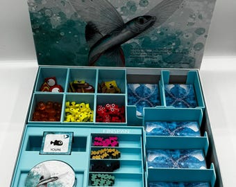 Finspan Board Game Insert, Fits Sleeved Cards, Fits Sharks & Reefs Expansion