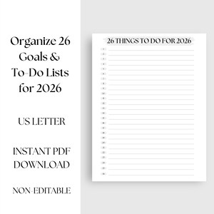 26 Things to Do in 2026 Challenge, Printable, New Year Goals, To-do ...