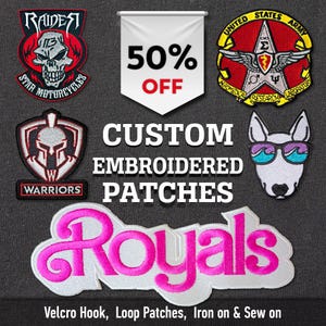 Custom Embroidered Patches, Customized Patch, Design Your Own Patch, Iron on Patch, Custom VELCRO Hook & Loop Patches, Custom Sew on Patches