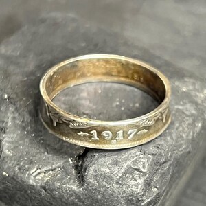 Sterling ring from real 1917 Australian coin, AUS U 1/2, US 10.5
