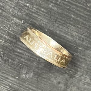 Sterling ring from real coin 'AUSTRALIA', AUS S 1/2, US 9 3/8