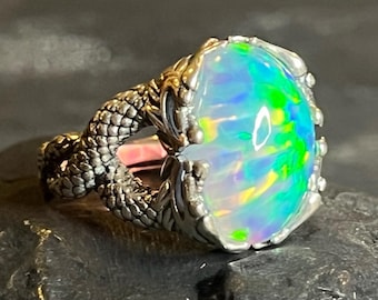 Handmade in Australien EPIC solid Crystal Opal Drachen Ring HUGE