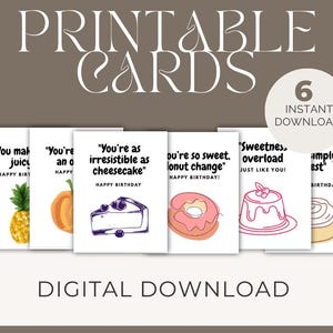 Funny Birthday Card Bundle | Printable Pun Cards | Digital Download Greeting Cards | Food Pun Birthday Cards | Instant Download