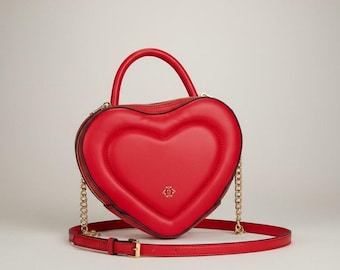 Nanette Lepore Cupid Structured Heart Shape Solid Top Handle Crossbody Red Bag